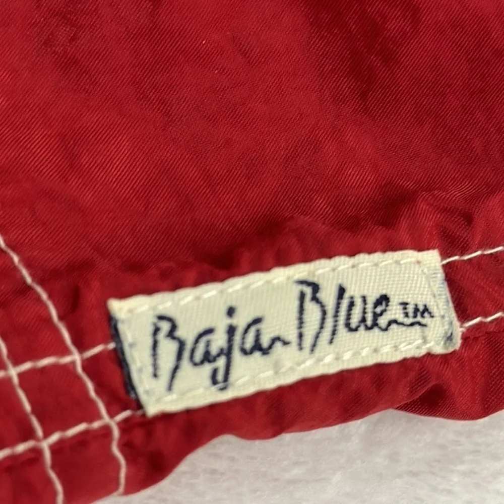Baja Blue Red Nylon Lined (Polyester) Swim Trunks w/Side Pockets Size M